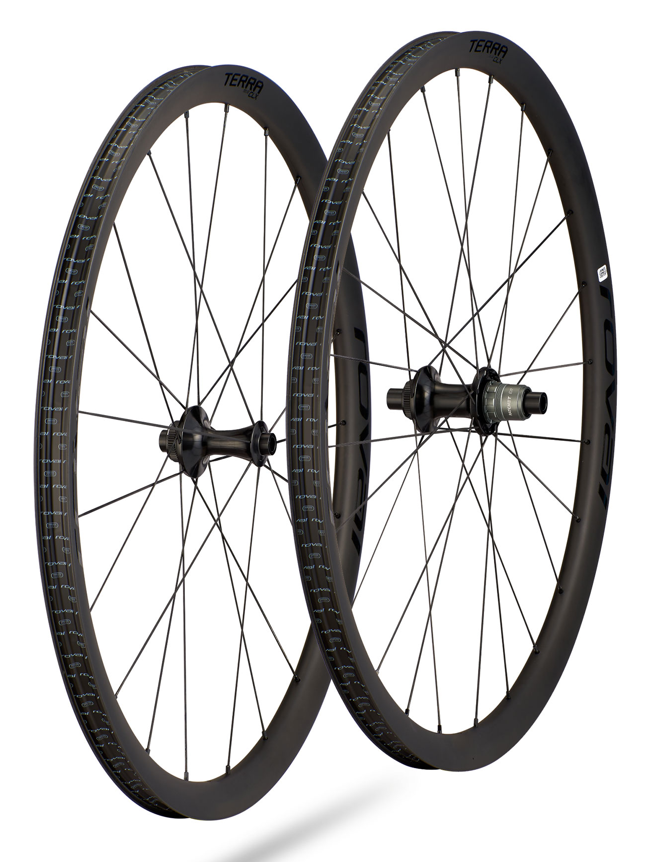 set zapletených kol Roval Terra CLX Carbon Disc Clincher XDR satin carbon/gloss black