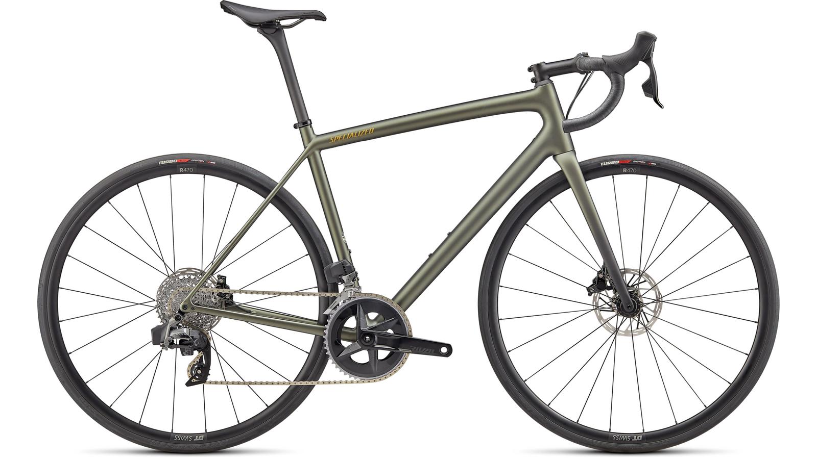 silniční kolo Specialized Aethos Comp Rival eTap AXS 2022 satin metallic moss/gold